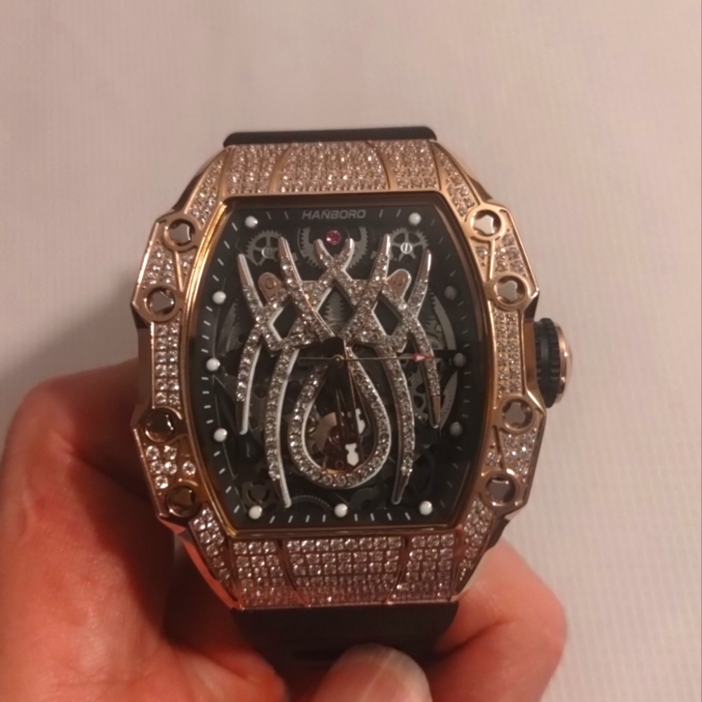 Hanboro Mechanical Automat, Tonnue Crystal/Bezel Crystal Spyder Dial, Hi-Lume